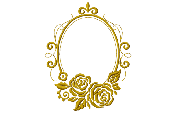 Floral Frame with Embroidered Rose