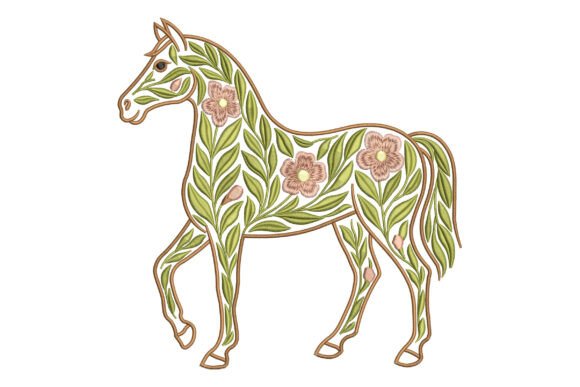 Floral Horse Outline with Flowers