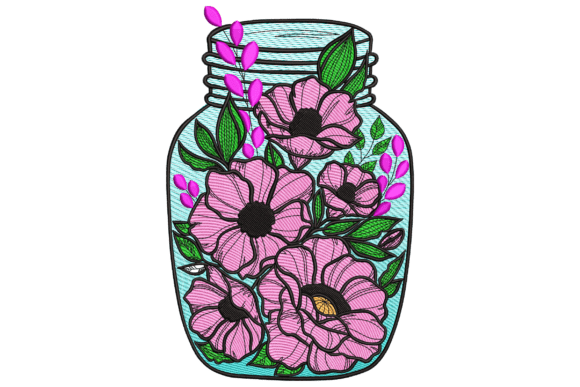 Floral Jar Embroidery Design