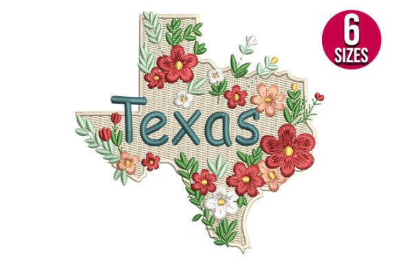 Floral Texas Map Embroidery