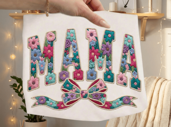 MAMA Floral Mama Faux Embroidery Mother